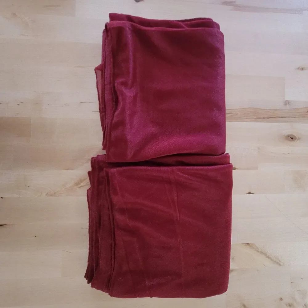 Sheer Window Scarf, set of 2, 112 x 29 inches Cranberry Red Burgundy Sparkle